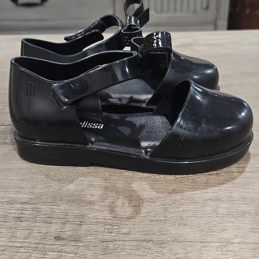 Mini Melissa Black Kids Shoes with Bow size 7